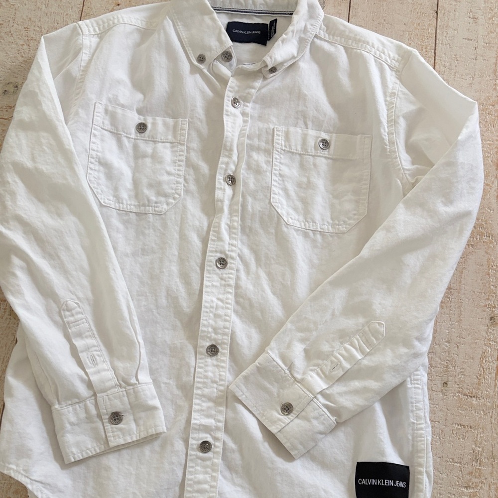 Calvin Klein Boys Classic White Button-Down Shirt